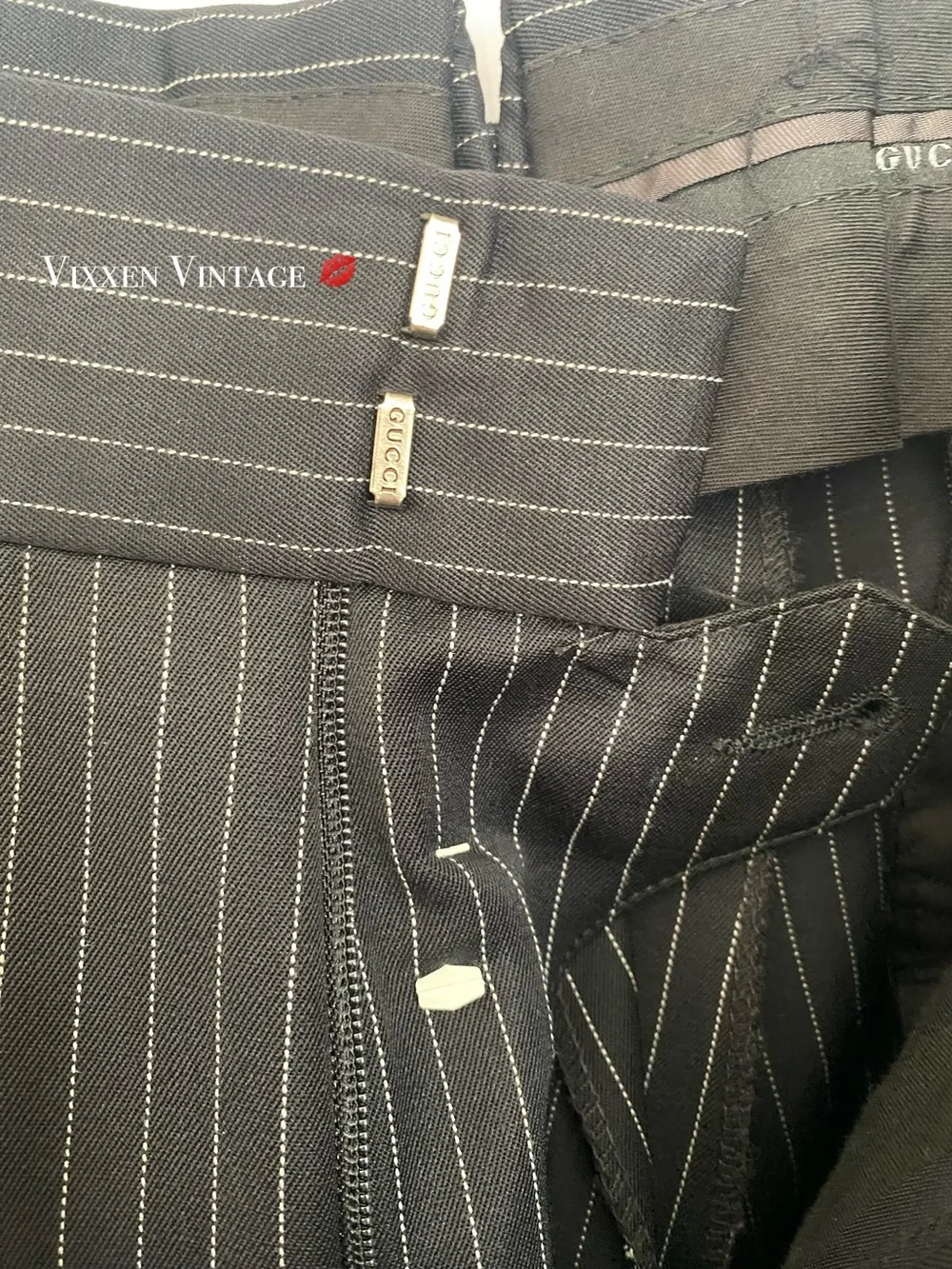VINTAGE GUCCI ‘PINSTRIPE WOOL MOHAIR SUIT’ IN BLACK
